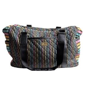 Betsey Johnson Luv Betsey Striped Overnight Weekender Tote Bag Rare